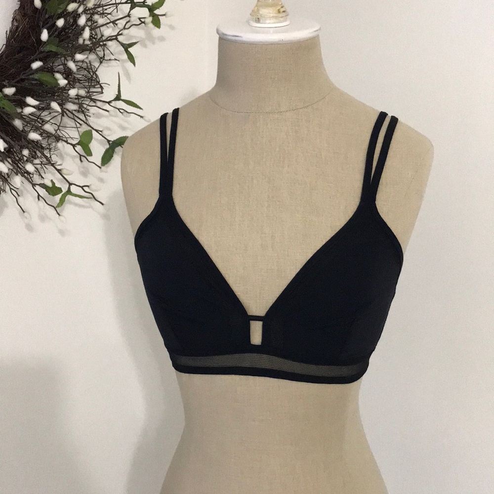 Lively mesh trim bralette, black, sz S